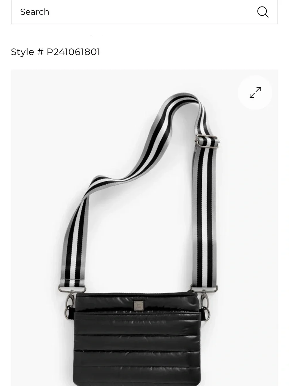 THINK ROYLN Black Quilted Crossbody with Striped Adjustable Strap